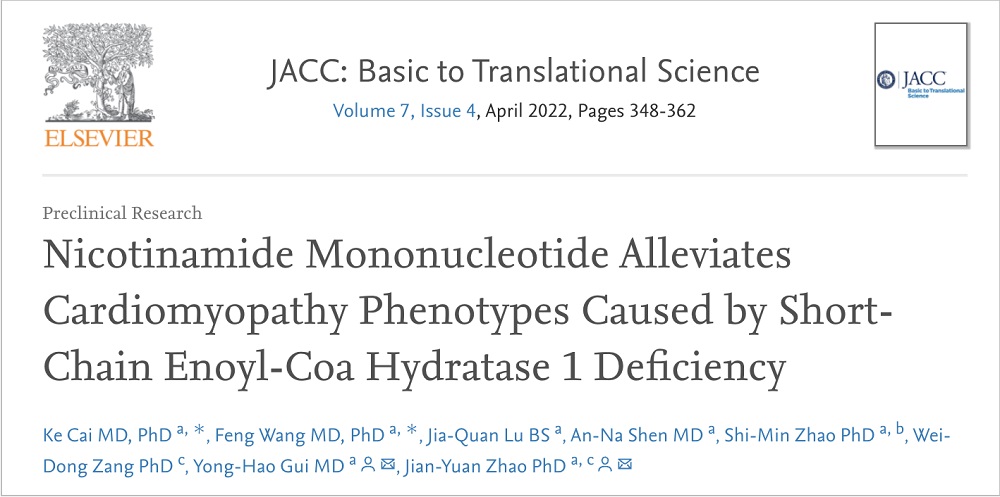 NMN inhibits cardiac dysfunction caused by Echs1 deficiency